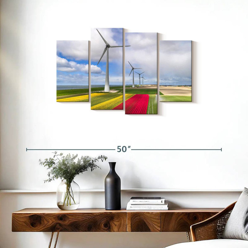 Lilie Wind Turbines And Tulip Fields, 22" H x 36" W