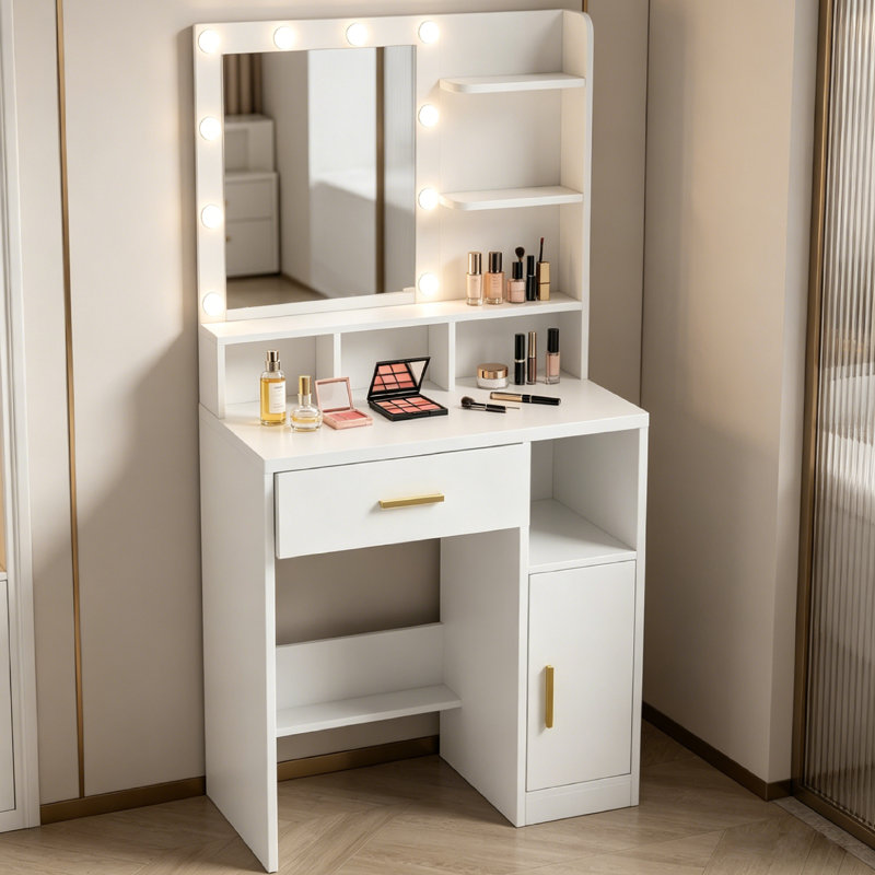 Makeup Vanity with Mirror, Vanity desk, Makeup Table with 1 Drawer, Makeup Vanity Table Set for Bedroom