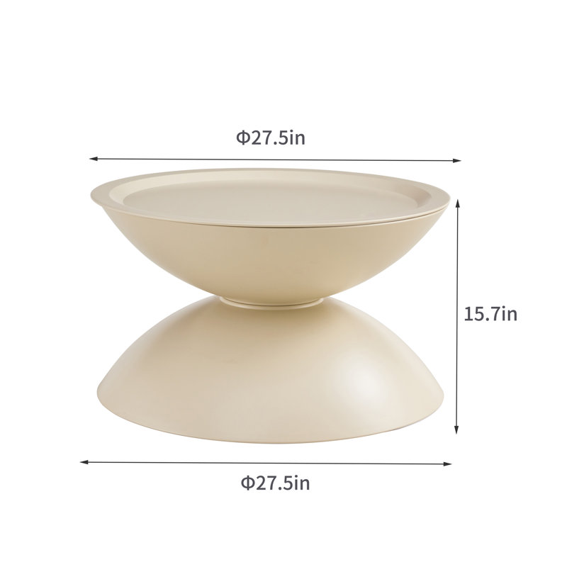Coffee round tables with STORGE MOVABLE TABLE TOP MULTIFUNCTIONAL END SIDE TABLE, 15.7" H x 27.5" L x 27.5" W, Milk White
