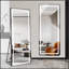 Miroir vertical pleine longueur 64 x 21 pouces avec éclairage DEL, support réglable, intensité variable, cadre en aluminium, noir