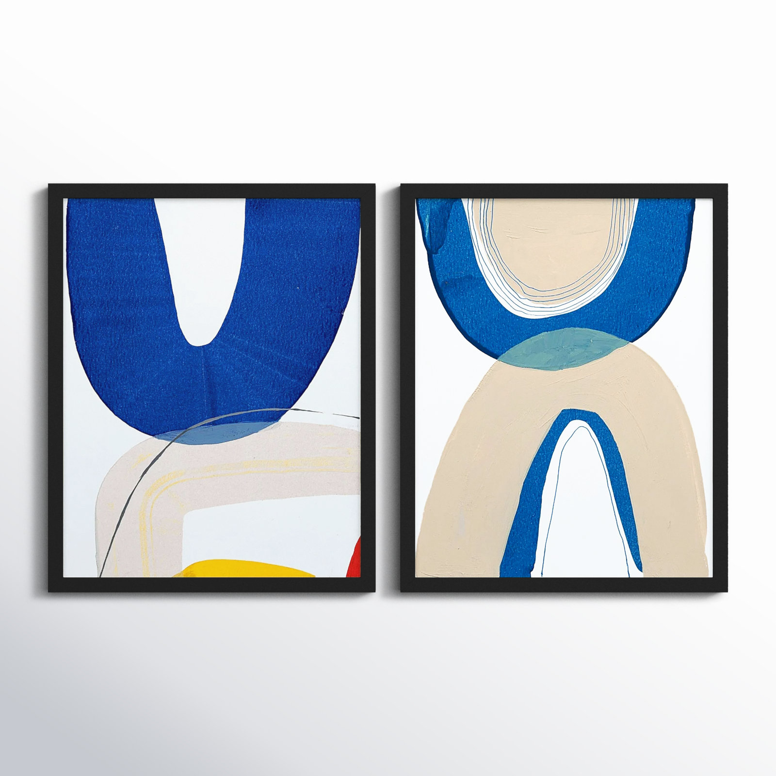 Unity Set Of 2 by Andrea Stokes, Black Framed, 25" H x 40" W x 1.25" D