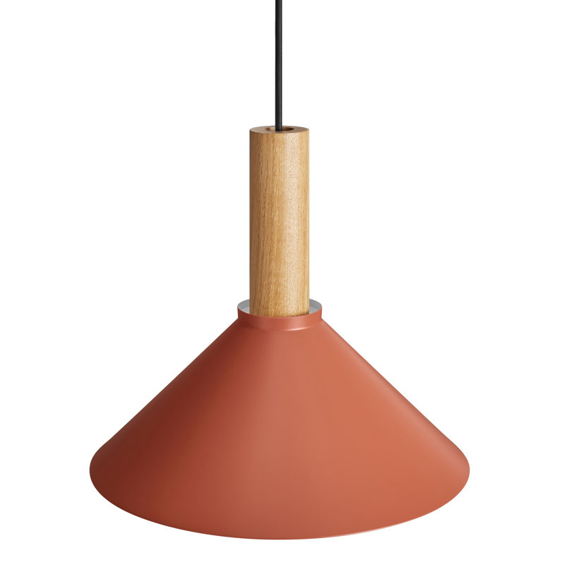 Luminaire suspendu Emblem, Tomate, H 12 po x l 14 po x P 14 po, Chêne blanc