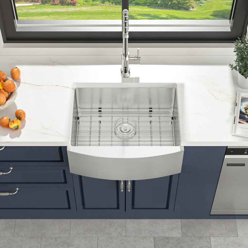 24"L x 21"W Single Bowl Stainless Steel Farmhouse/Apron Kitchen Sink, Silver
