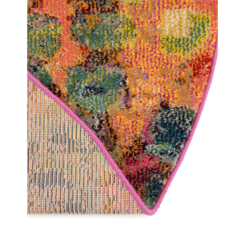 Corlenzo Washable Abstract Indoor Rug, Round 8' x 8'