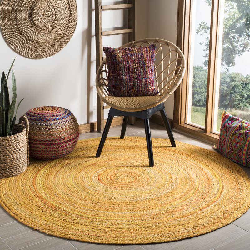 Eastin Hand Woven Cotton Rug, Round 8'