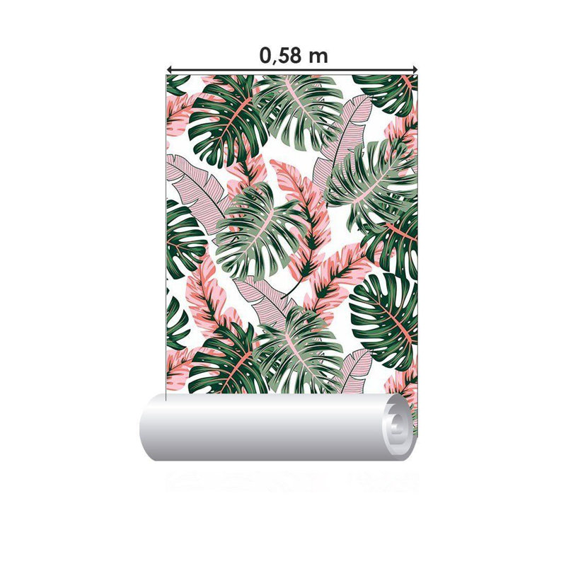 Rouleau de papier peint adhésif Seawright, Rose / vert, L 126 po x l 24 po