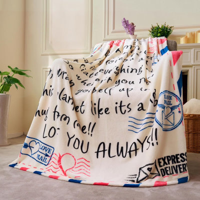 Blanket for Mom 50" x 60" Soft Flannel Throw Blanket Birthday Mother's Day Gift，Ivory White