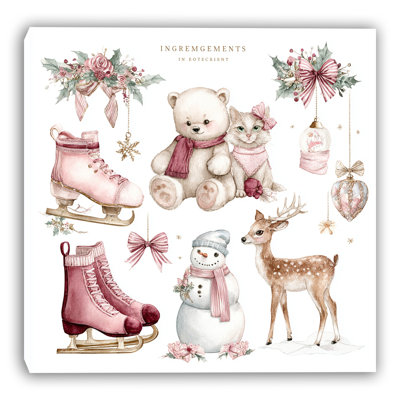 "Pink Winter Elements" V, art mural sur toile tendue