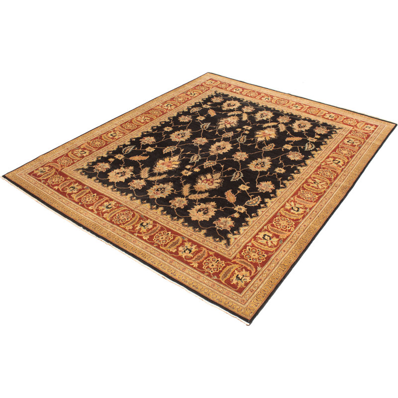 Tapis unique en laine noué à la main Agra Jaipur noir nouvel âge 12 pi 1 po x 14 pi 10 po