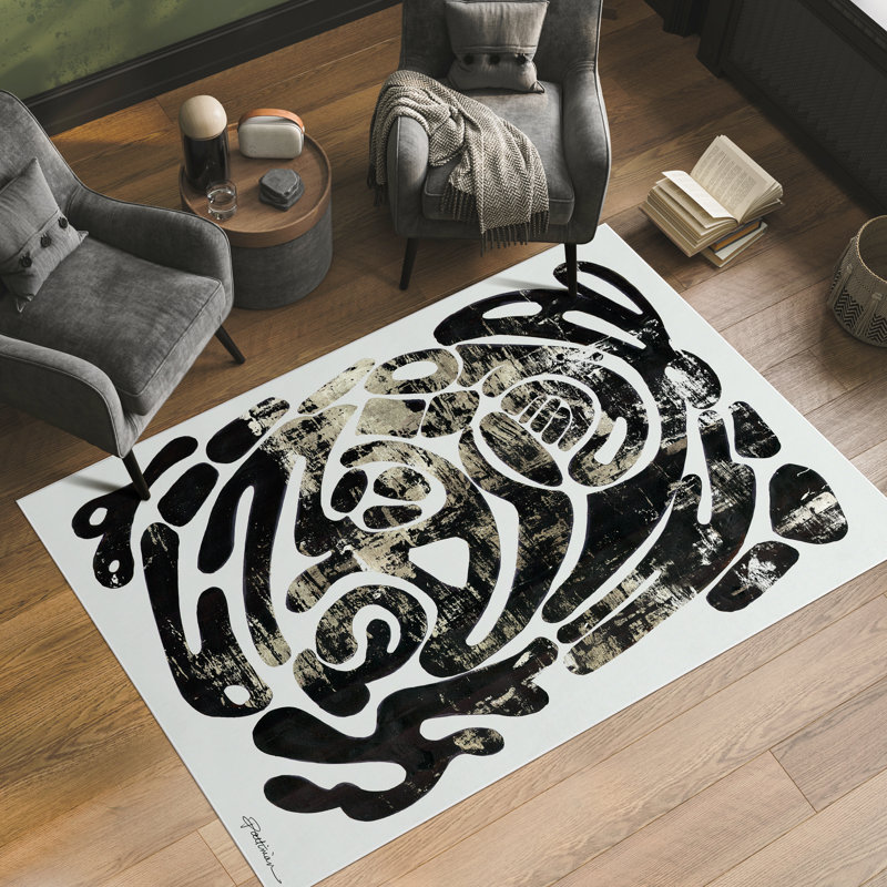 Ethereal Abstractions I Washable Abstract Area Rug, Heavenly Softness with Non-Slipping Backing
