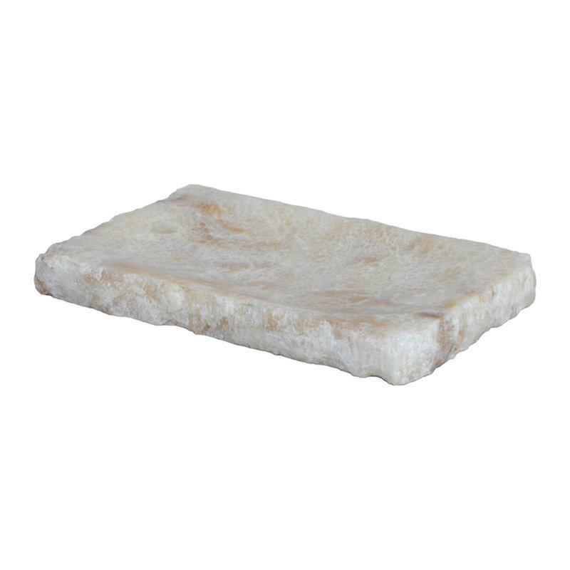 Plateau décoratif décoratif, forme rectangulaire, pierre onyx blanche, 9 pouces