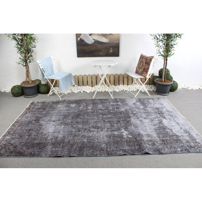 Grand tapis turc Oushak tissé à la main dans une teinte grise pour la décoration intérieure