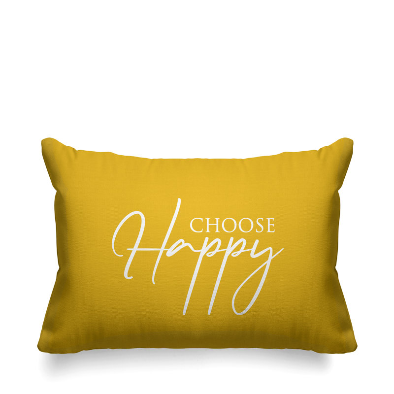 Housse et insert de coussin rectangulaire extérieur Aspire Choisissez Happy, Jaune
