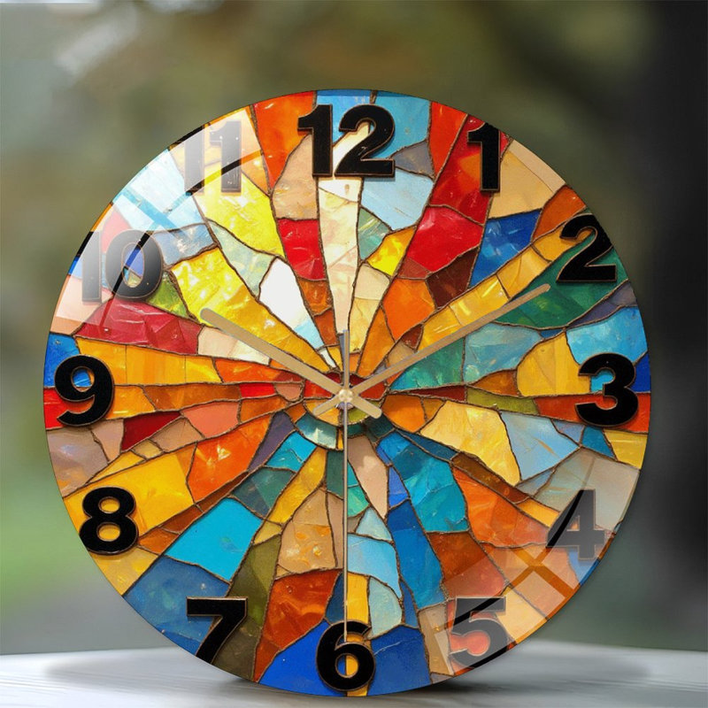 Horloge murale vitrail 12 po
