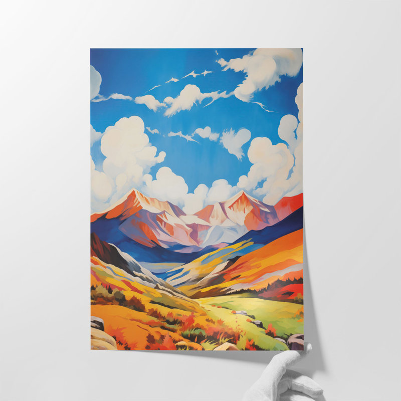 " Colour Storm Over Rockies ", Brown Floater Framed Canvas, 48" H x 32" W x 1.25" D