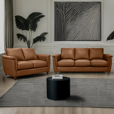 Ensemble de salon en cuir véritable 2 pièces Rambrij