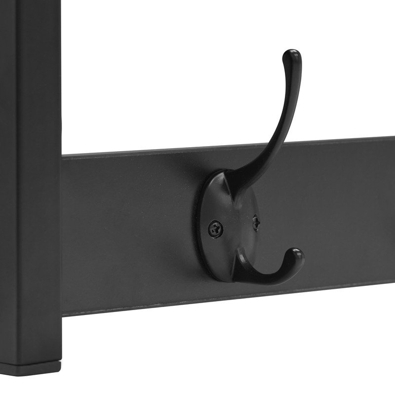 Solid Wood Wall 5 - Hook Wall Mounted Coat Rack, Black