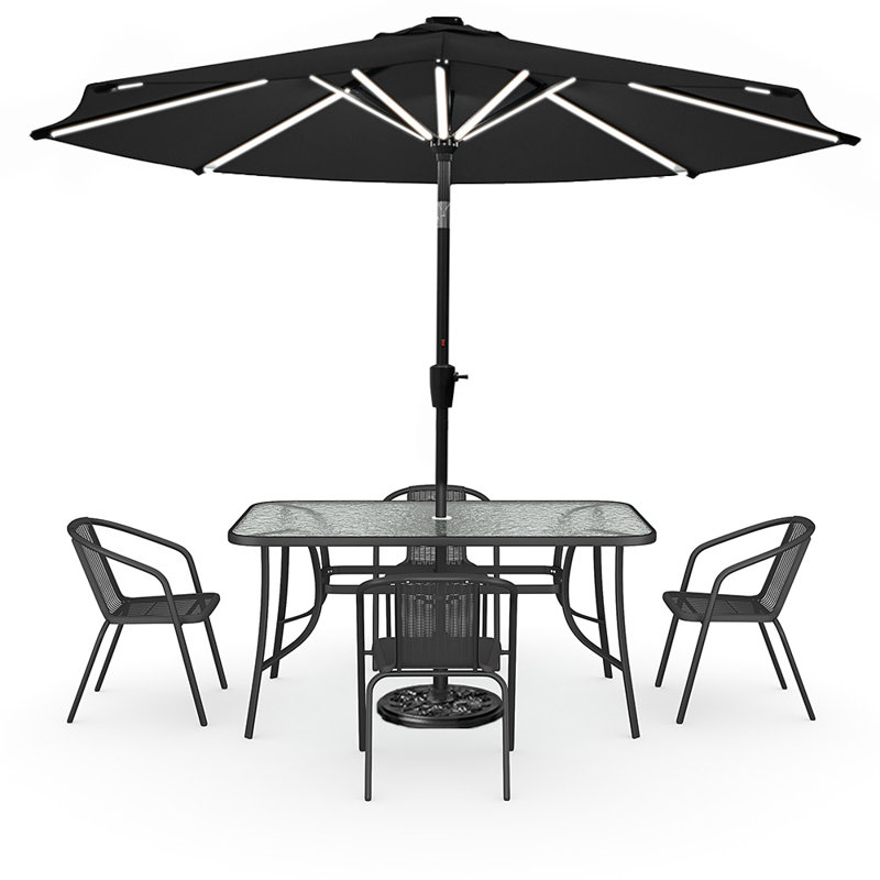 Donati 4 - Person Patio Dining Set with Rectangular Table, Black