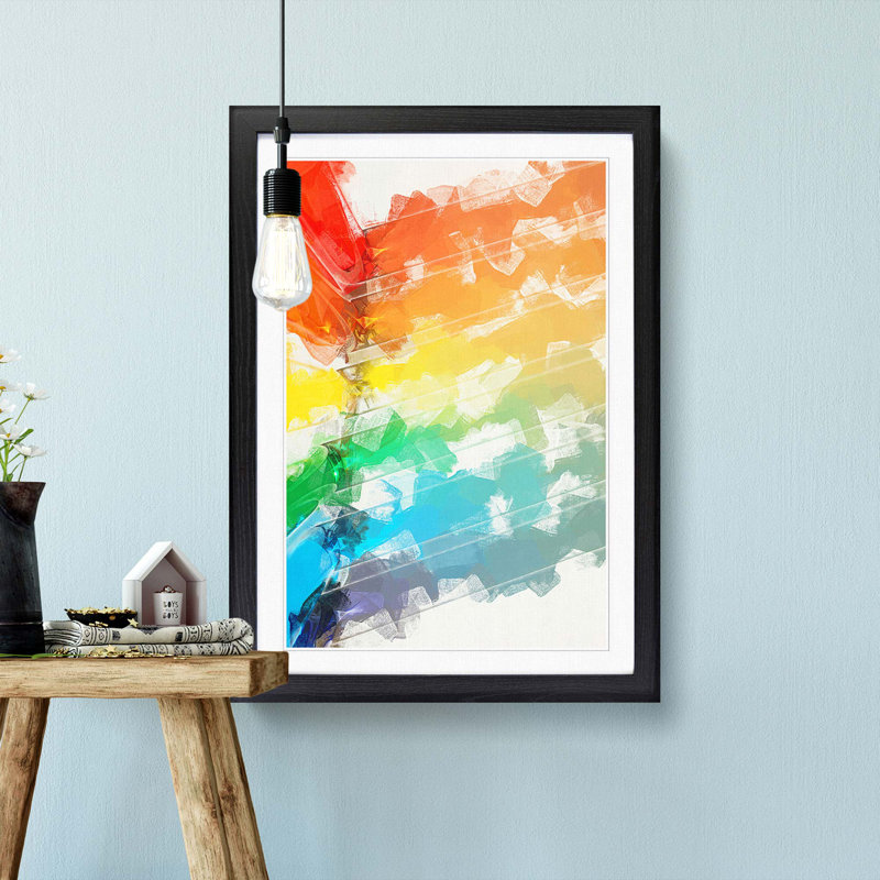 Bars of the Rainbow in Abstract - Picture Frame Graphic Art Print, 87cm H x 62cm W x 2cm D, Black Framed