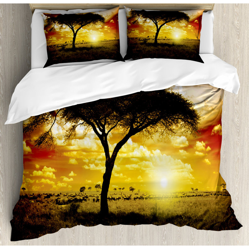 Rustic Polyester Duvet Cover, King Duvet Cover + 2 King Shams