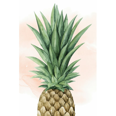 Pineapple on Coral I 1 Piece Wrapped Canvas Wall Art