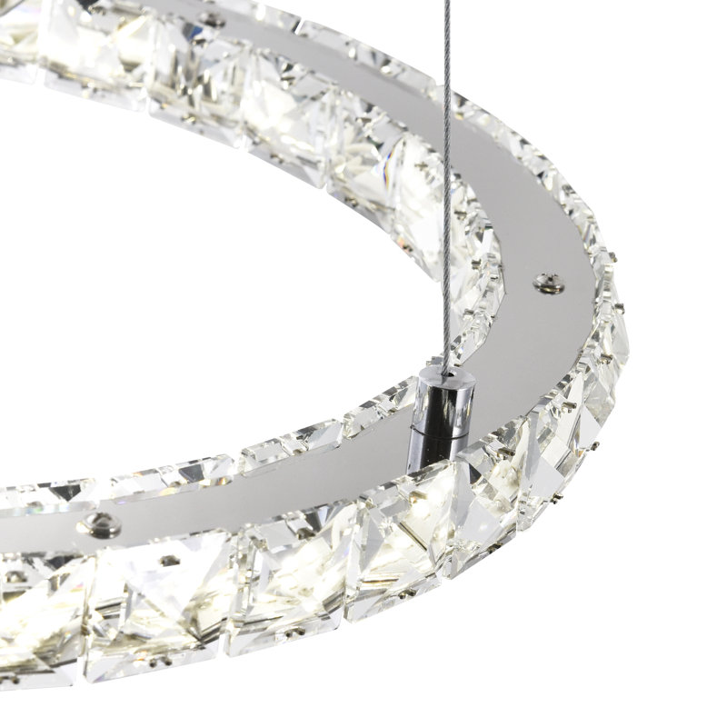 Lustre à DEL avec finition chromée, H 60 po x l 24 po x P 24 po