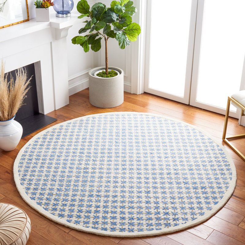 Dietrich Hand Tufted Wool/Cotton Geometric Rug in Ivory, Round 6'