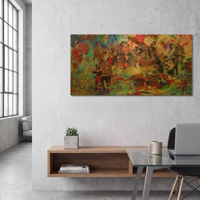 'Brawl 1' By Murray Henderson Fine Art Gold Metal Wall Art, 48" x 24"
