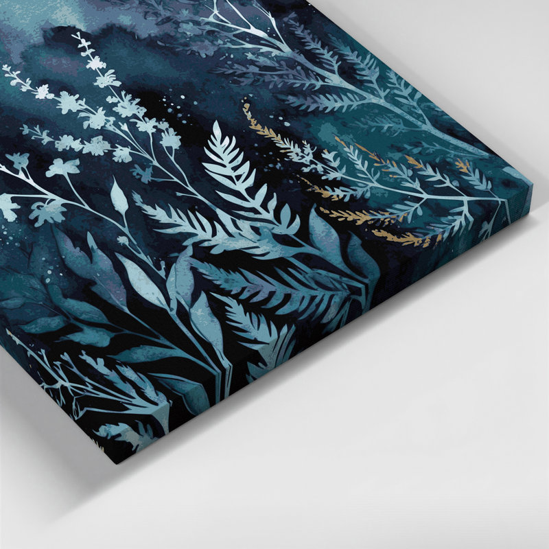 «Botanical Watercolor Botanical Silhouettes», art mural sur toile grise, H 20 po x l 30 po