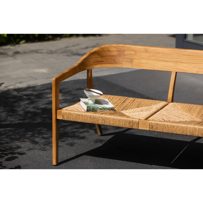 Chena Garden Bench With Round Back Wicker/Teak Natural