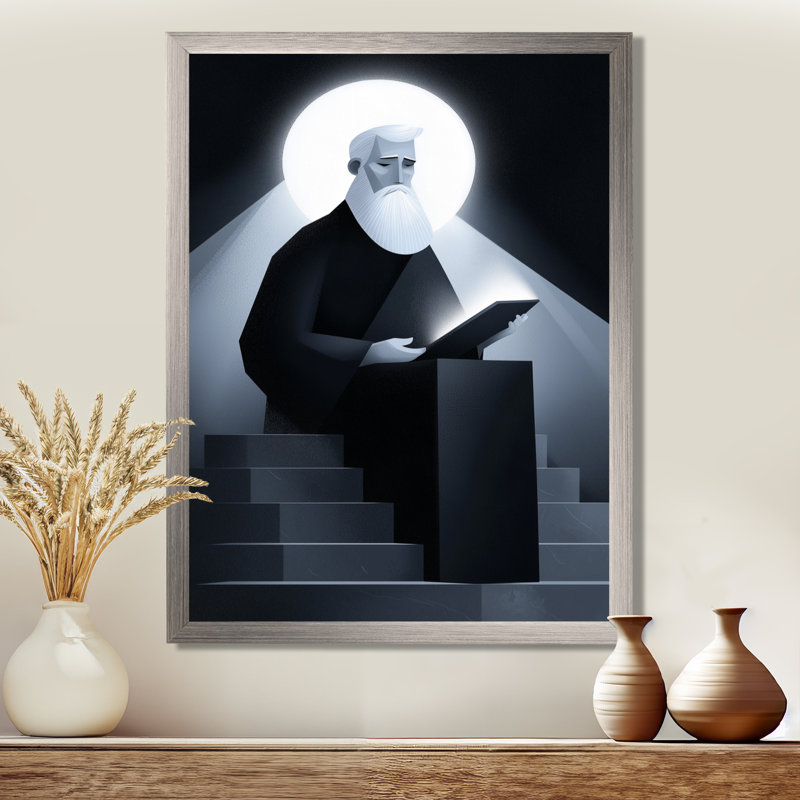 Higby - Spiritual Wall Art Living Room, H 20 po x l 12 po, Picture Framed, Argent argent