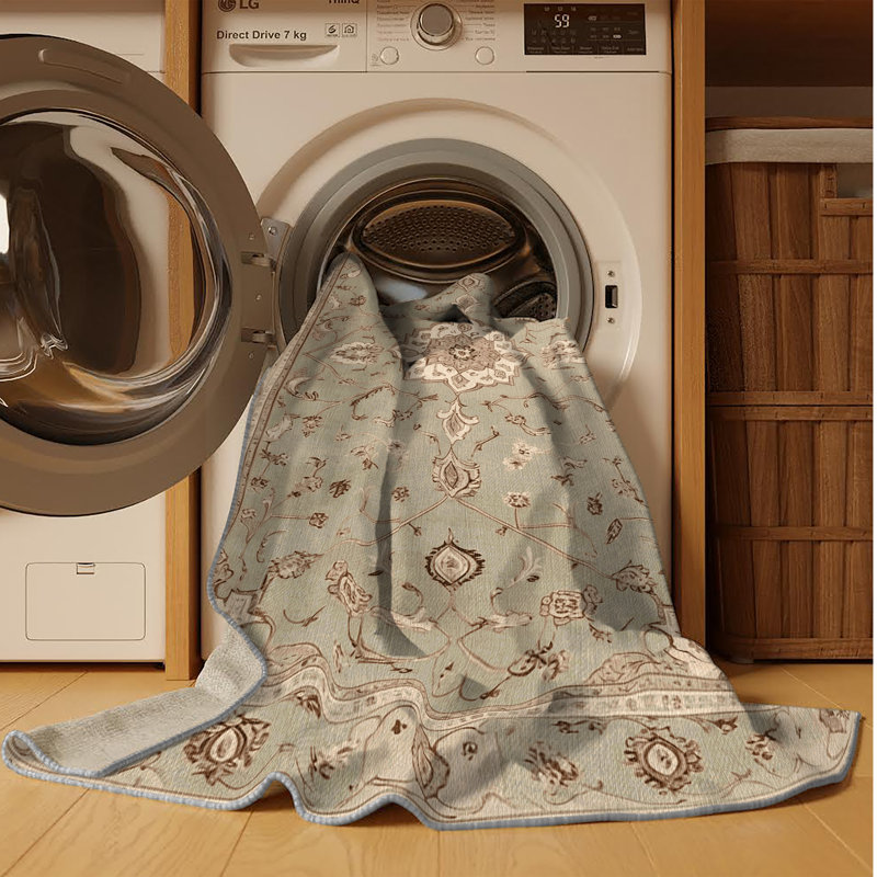 Machine Washable Tabriz Gray Area Rug