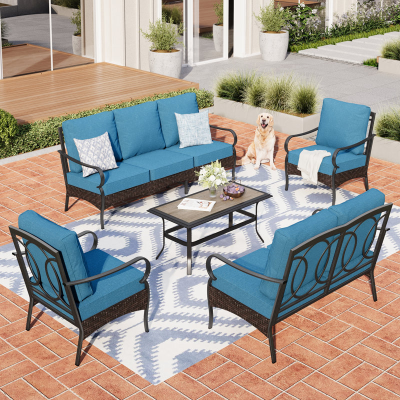7-person Outdoor Conversation Set With Loveseat, Navy