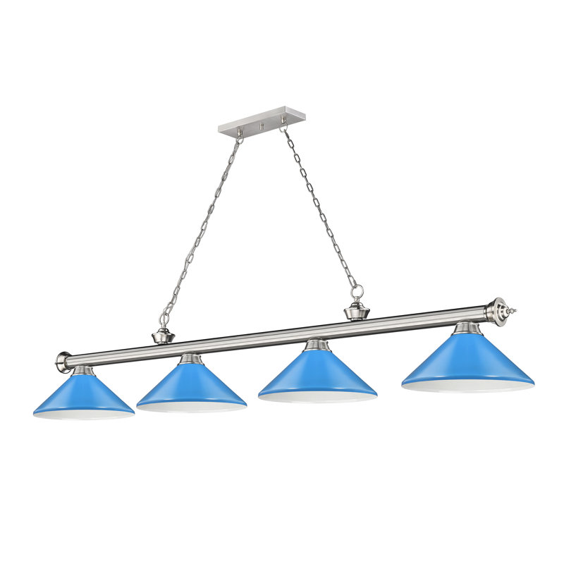 Billard 4 lumières Annaleisa, Bleu électrique, Nickel brossé