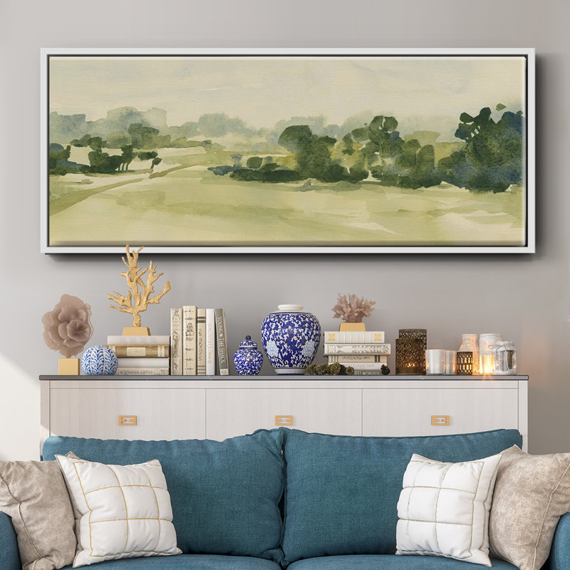 Watercolor Pasture IV - toile encadrée, H 8 po x l 20 po