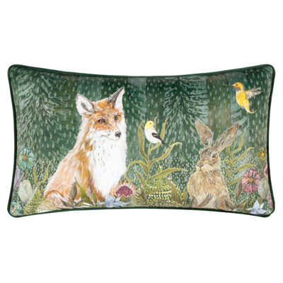 Gwylan Floral Green Rectangular Cushion