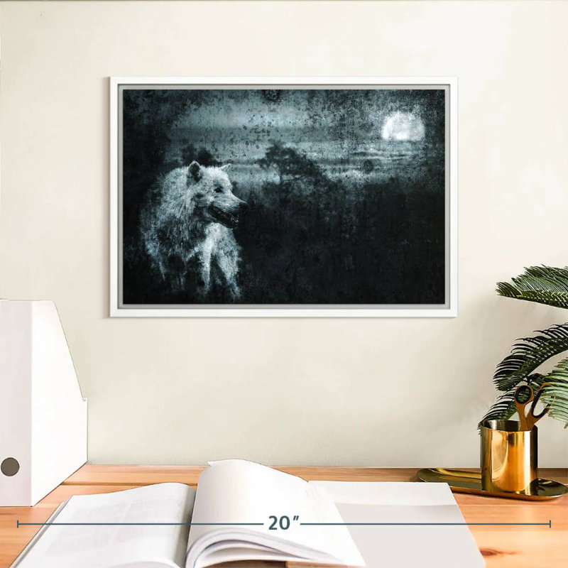 Loup solitaire blanc, Cadre flottant blanc, 13 po x 9 po