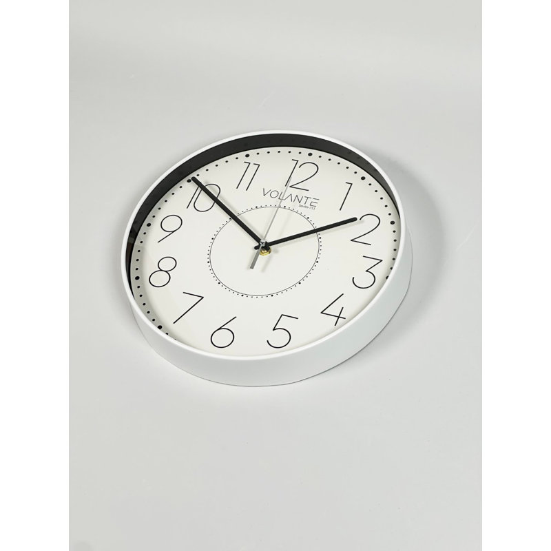 Elegant Decorative Wall Clock - 11.8 Inch Diameter, 1.8 Inch Thick | 100% Plastic Frame, Real Glass Cover | Modern White and Black Design | Perfect for Living Room, Office & Home Decor, Stylish & Functional
