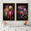 «Flower Blossom Moody Colorful Blossom Flowers Bouquet Floral», reproduction d'art sur toile encadrée 2 pièces-91069012-91069010