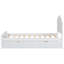 Lit plateforme simple en bois avec tête de lit et lit gigogne simple, blanc