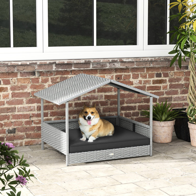 Niche pour chien d'extérieur avec auvent imperméable, coussin confortable pour petits chiens de taille moyenne,