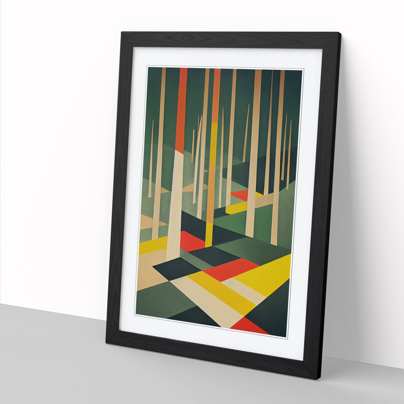 Spring Forest Suprematism - Single Picture Frame Print, Black, 64cm H x 46cm W x 2cm D