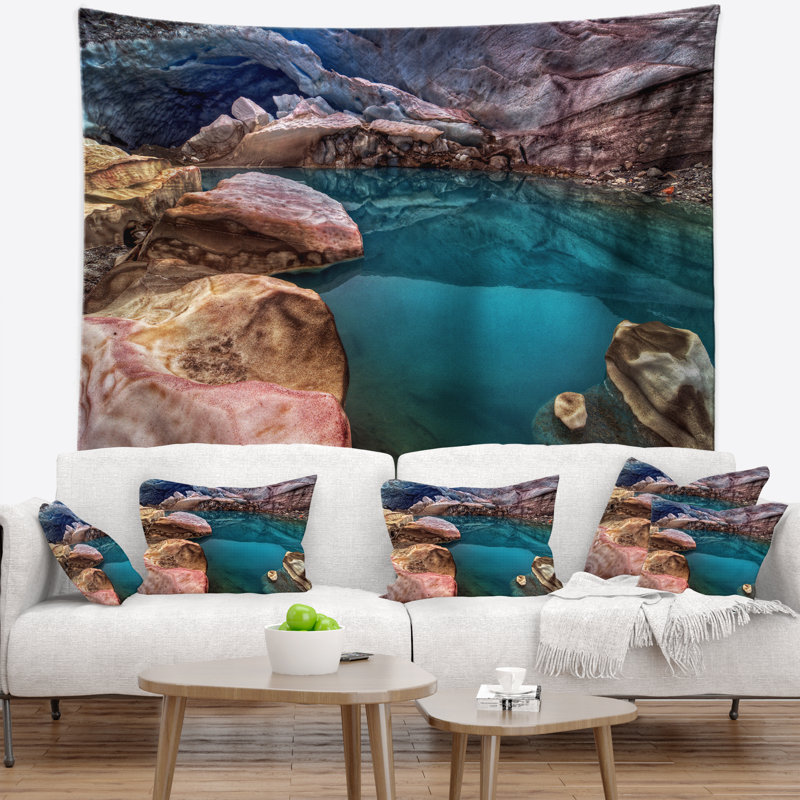 Tapisserie bleu profond en glacier de paysage, H 50 po x l 60 po