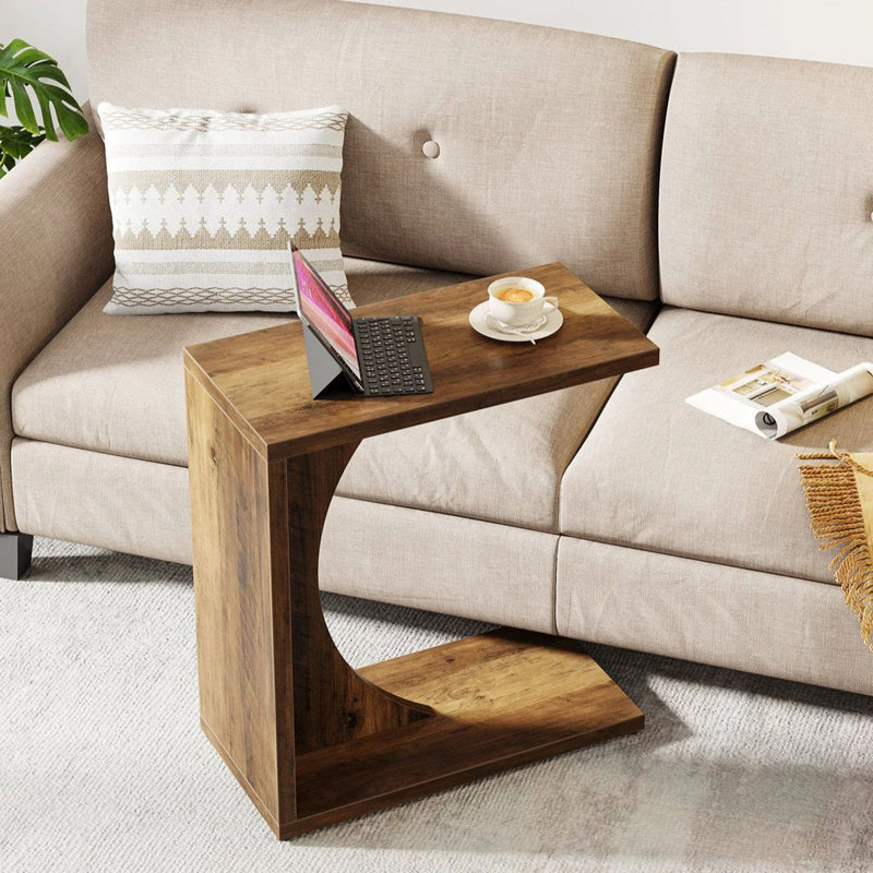 Petite table d'appoint en forme de C, table de bout polyvalente et table de chevet pour le salon et la chambre à coucher