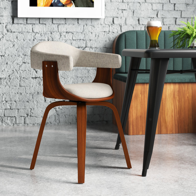 Fauteuil pivotant rembourré en tissu Alamgir, Crème