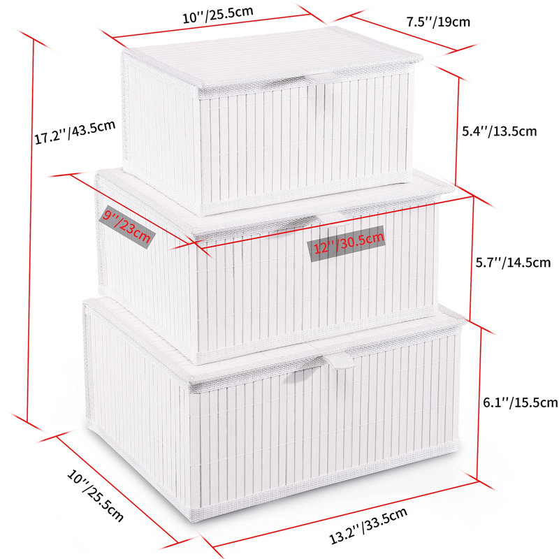 Ebern Designs Bamboo Decorative Bin, Pure White