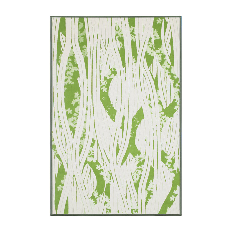 Tapis abstrait vert / crème, Rectangle 2 pi x 4 pi