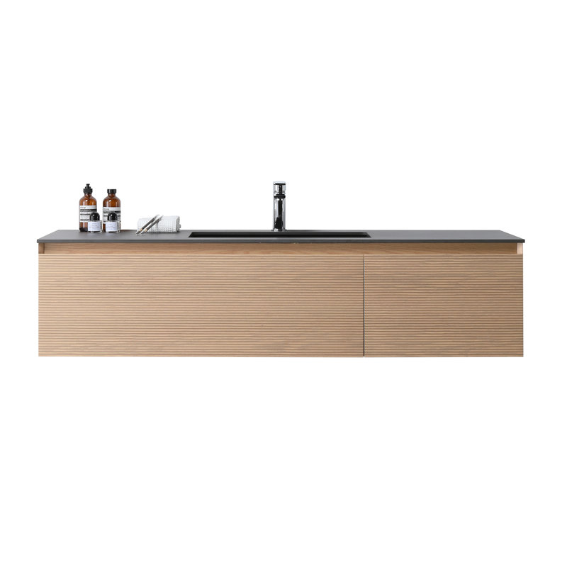 Ensemble de meuble-lavabo mural simple 59,06 po Diella, Chêne blanchi
