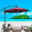 Parasol de patio à énergie solaire 10 pi - lumières à DEL, imperméables, 8 nervures, pour la cour arrière de la piscine avec éclairage, manivelle, cour arrière à base croisée, terrasse,