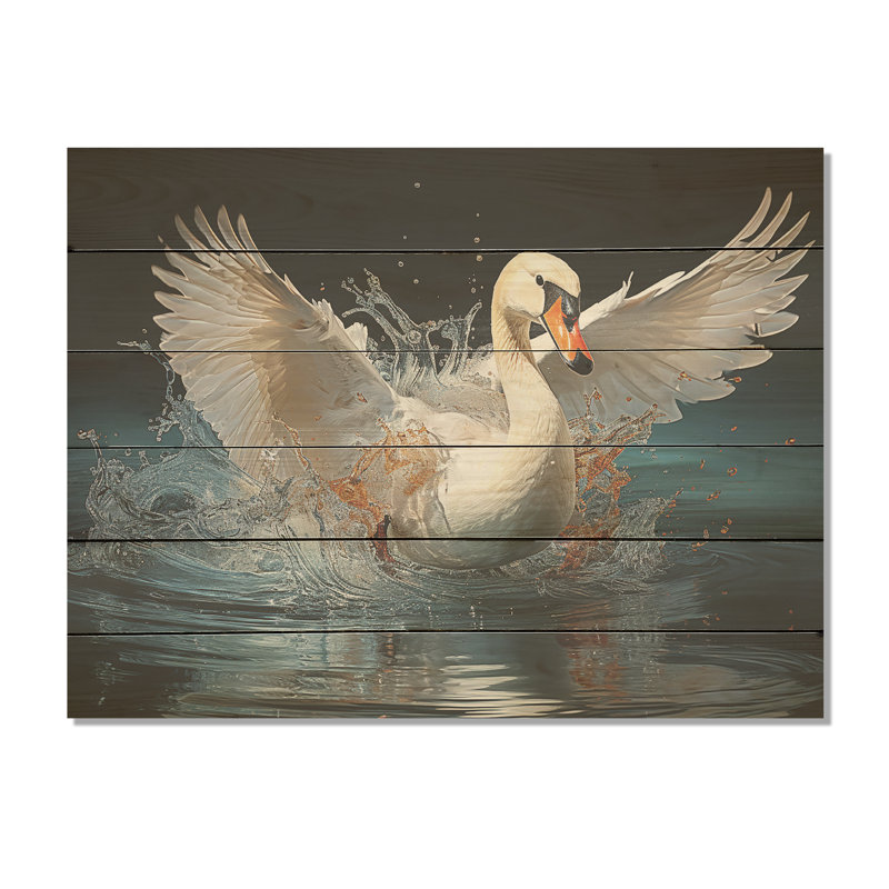 Scie élégante en mouvement - cygnes, art sur bois de pin naturel, H 10 po x l 20 po